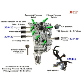 2013–2014 Nissan Pathfinder V6 3,5 l JF016E JF017E CVT-Getriebe-Magnetventil-Set, generisch