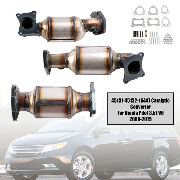 Honda Accord 3.5L 2008-2012 Left & Right & Rear Catalytic Converters Set 45131 45132 16447 Generic