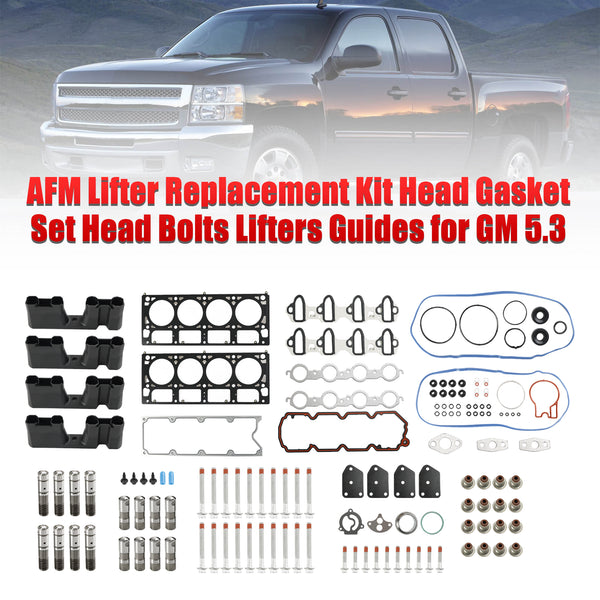 2005-2006 GMC Sierra 1500 5,3 L 5328 CC 325 CID V8 ÉLECTRIQUE/GAZ OHV 16 soupapes AFM Lifter Kit de remplacement de joint de culasse, boulons de culasse, guides de levage Fedex Express générique