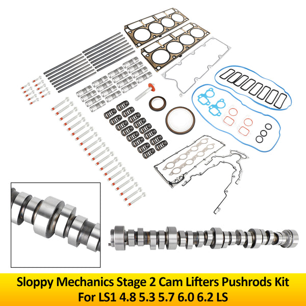 LS1 4.8 5.3 5.7 6.0 6.2 LS Sloppy Mechanics Stage 2 Kit de varillas de empuje para elevadores de levas genéricos