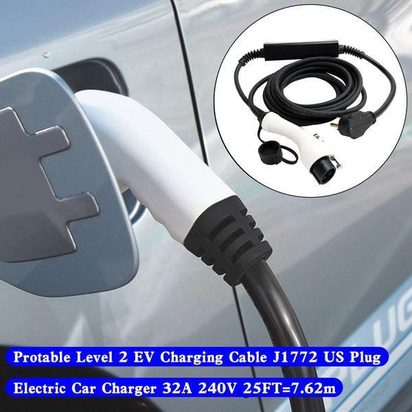 32A 240V EV Cabo de carregamento J1772 US Plug Carregador de carro elétrico 25FT genérico