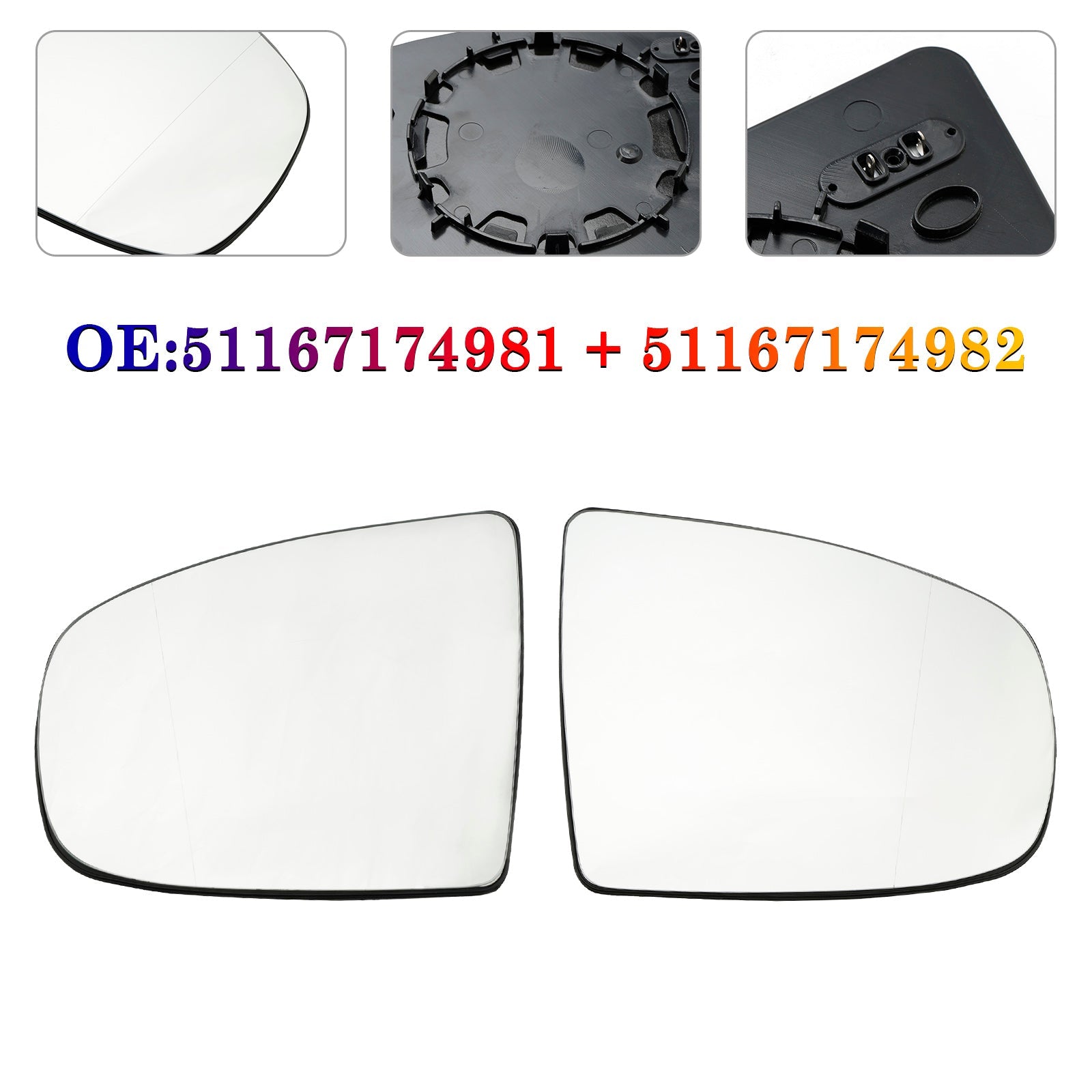 2008-2014 BMW X5 X6 E70 E71 E72 Spejlglas med opvarmet vinge 51167174981 51167174982
