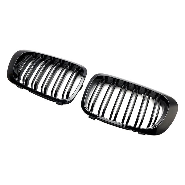 Double Line Front Hood Grille Grills Gloss Black For 1998-2001 BMW E46 2-Door