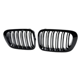 Grilles de calandre de capot avant à Double ligne, noir brillant, pour BMW E46 1998 – 2001, 2 portes génériques