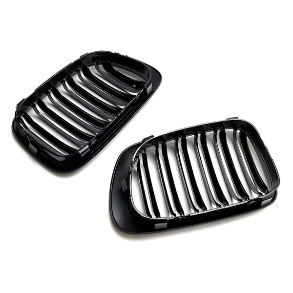 Griglie della griglia del cofano anteriore a doppia linea nero lucido per BMW E46 2 porte generiche 1998-2001