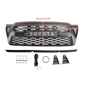 2005-2011 Toyota Tacoma Matte Black Front Bumper Grille Grill W/Led PT0317-9842 Generic