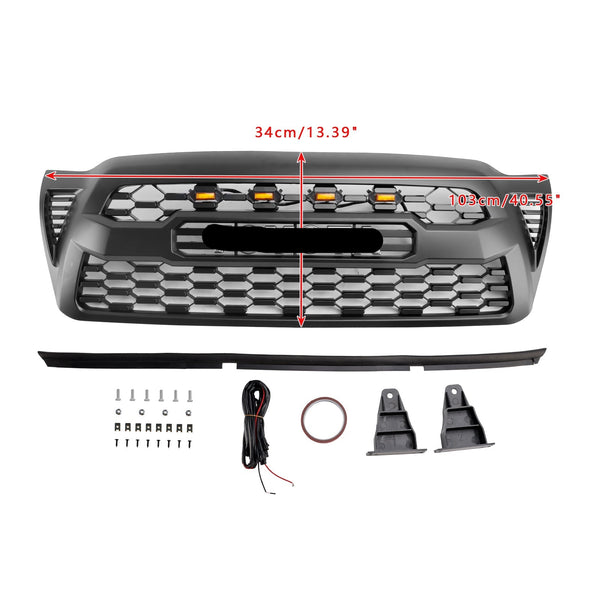 2005-2011トヨタタコママットブラックフロントバンパーグリルグリルW/LED PT0317-9842ジェネリック