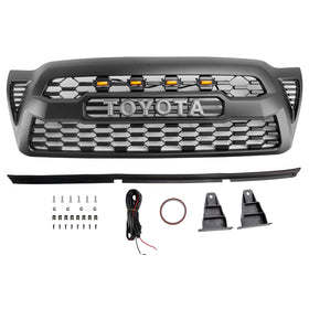 2005-2011 Toyota Tacoma Matte Black Front Bumper Grille Grill W/Led PT0317-9842 Generic