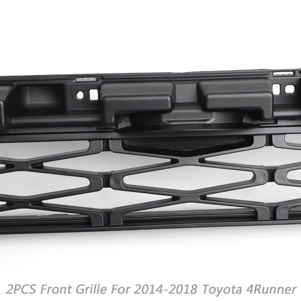 No Need to drill Version 2014-2019 4Runner TRD PRO 2 Piece Front Bumper Grille PZ323-35056 PZ327-35053 Grill Replacement+Gray Generic