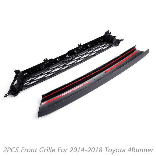 Non è necessario forare Versione 2014-2019 Toyota 4Runner TRD PRO 2 pezzi Griglia paraurti anteriore + Nero/Rosso Generico