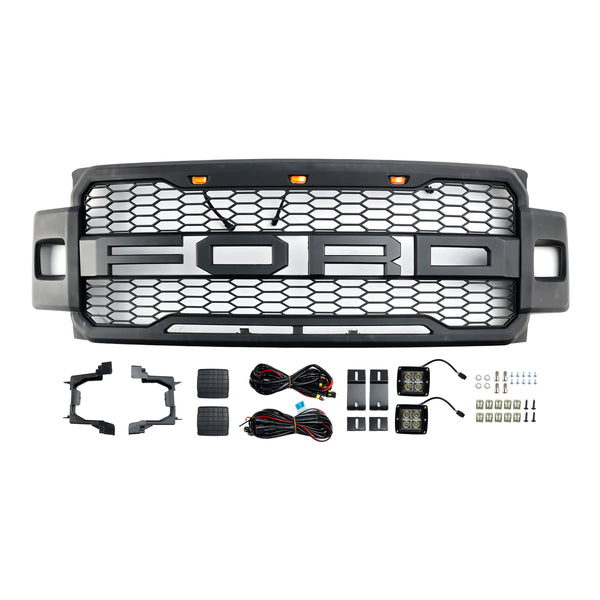 Front Bumper Grill Grille Fit Ford F-250 F-350 F-450 2017-2019 Raptor Style