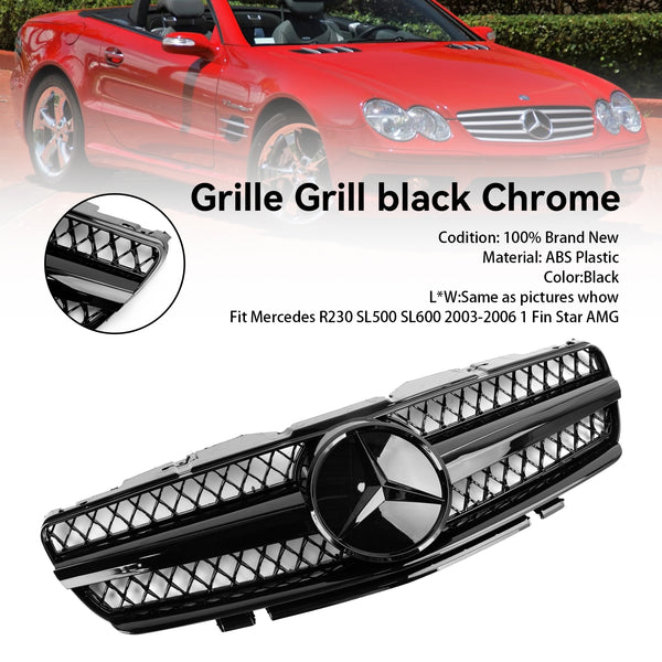 2003-2006 Benz R230 SL500 SL600 SL55 främre övre grill Generic