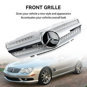 2003-2006 Benz SL-klass R230 SL500 SL600 SL55 främre stötfångare övre grill