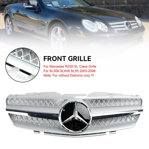 2003-2006 Mercedes Benz SL-Klass R230 SL500 SL600 SL55 Främre stötfångare Övre Grill Grill Generic