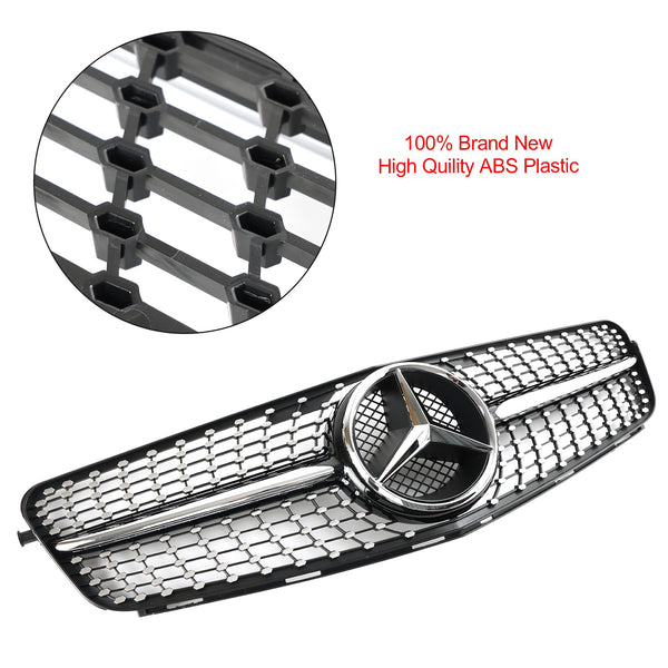 2008-14 Benz W204 C200 C300 Mercedes Diamond Black Chrome Front Grill Grill Replacement Generic
