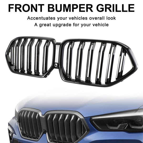 Front Bumper Grille Grill Fit 2020-2022 BMW X6 G06 M50i W/Camera Hole Black Generic