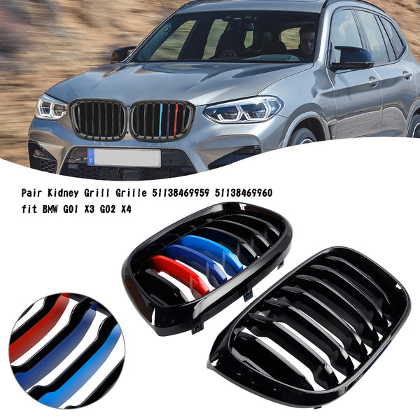 BMW G01 X3 G02 X4 Par M-Color Kidney Grill Grille 51138469959 Gloss Black Genérico