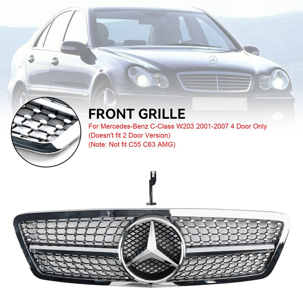 2001-2007 Benz C-Class W203 C230 C320 C240 Front Bumper Kidney Grill Replacement