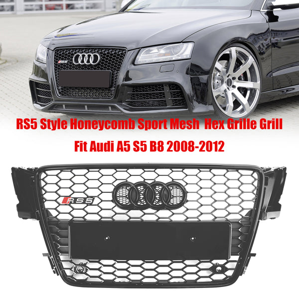 Parrilla deportiva de malla estilo panal RS5 con capó Audi A5 S5 B8 2008-2012