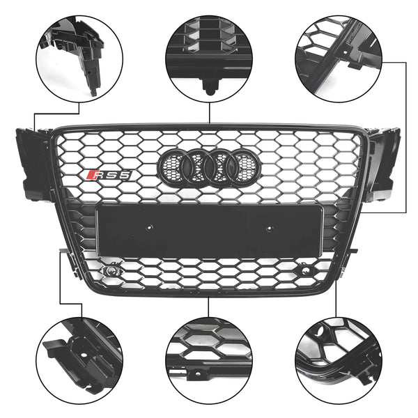 Parrilla de malla para capó deportivo estilo panal RS5 Audi A5 S5 B8 2008-2012