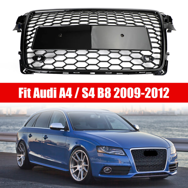 2009-2012 Audi A4/A4 Avant/S4 B8 Honeycomb Sport Mesh Hex Grill + Venstre Høyre Tåke Grill