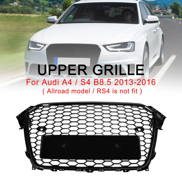 2013-2016 Audi A4 S4 Grill Rs4 Style Mesh Front Bumper Gloss Black Grill