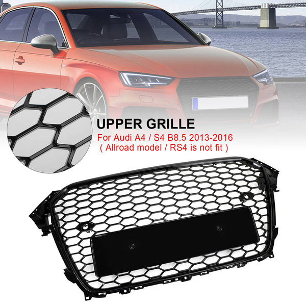2013-2016 Audi A4 S4 Grill Rs4 Style Mesh Front Bumper Gloss Black Grill