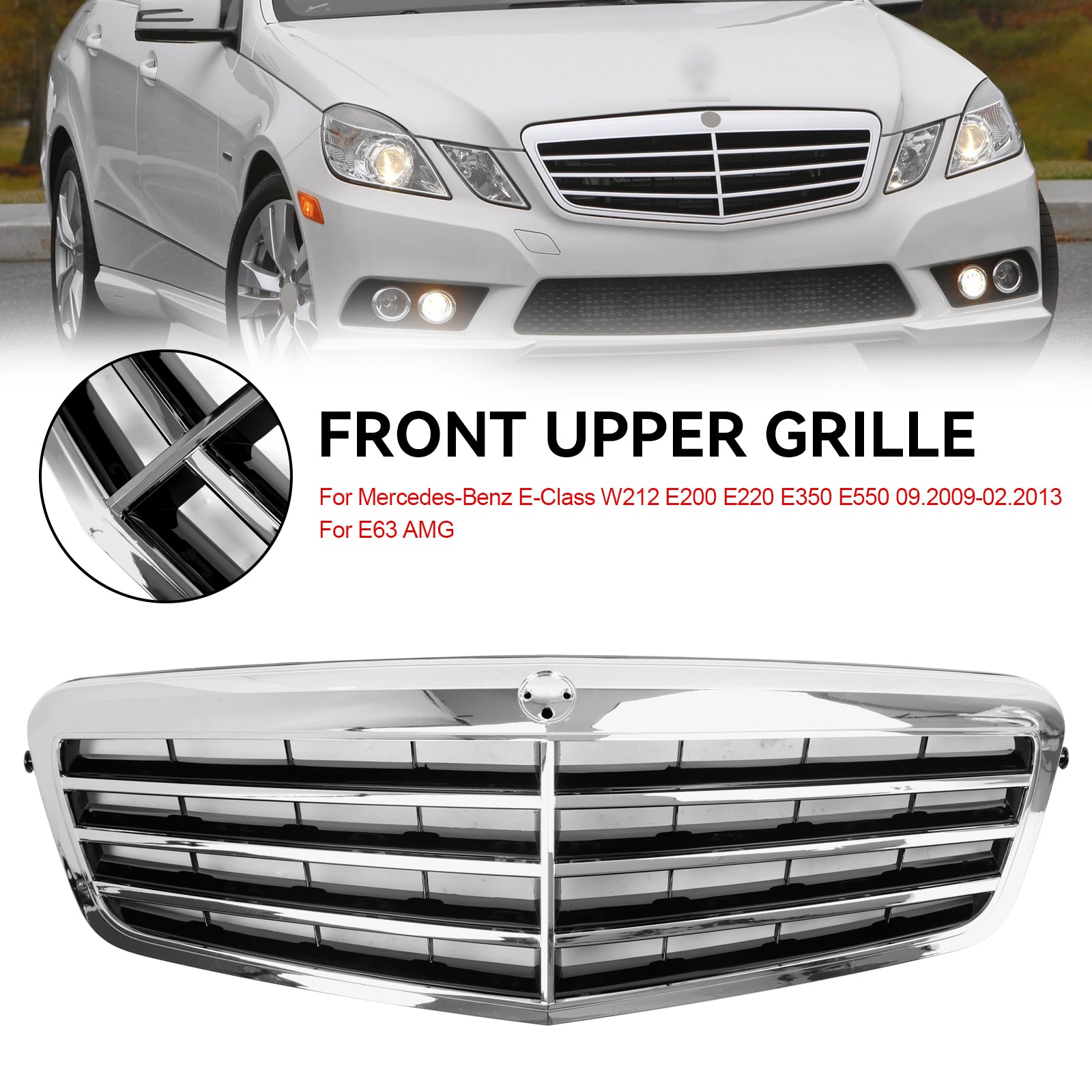 Mercedes-Benz Classe E 2010-2013 W212 Griglia anteriore cromata E350 E550 E63 AMG