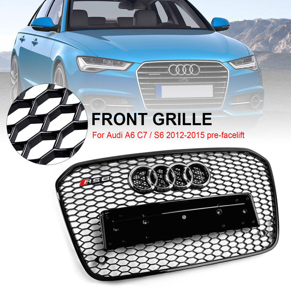 2012-2015 Audi A6 C7 S6 RS6 Style Honeycomb främre stötfångare Grill Generic