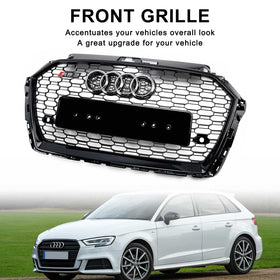 2017–2019 Audi A3 S3 8V RS3 Style Black Honeycomb Mesh Front Bumper Grille Generic