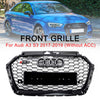 Audi A3 S3 2017-2019 Black Honeycomb Mesh RS3 Style Grill Front Bumper