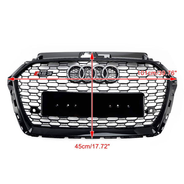 2017-2019 Audi A3 S3 8V RS3 Style Black Honeycomb Mesh Front Bumper Grille Generic