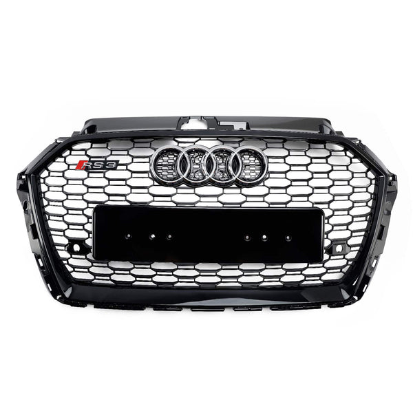 2017–2019 Audi A3 S3 8V RS3 Style Black Honeycomb Mesh Front Bumper Grille Generic