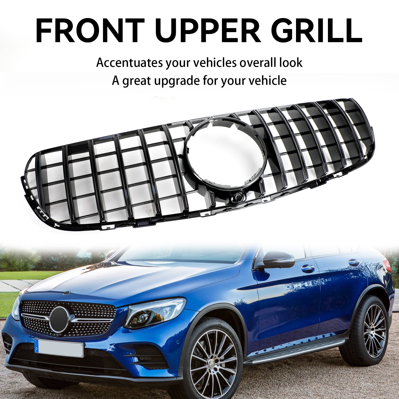 2015-2019 Benz W253 GLC-Klasse GLC300 GLC350 Forkofangergrill i højglanssort med kamerahul