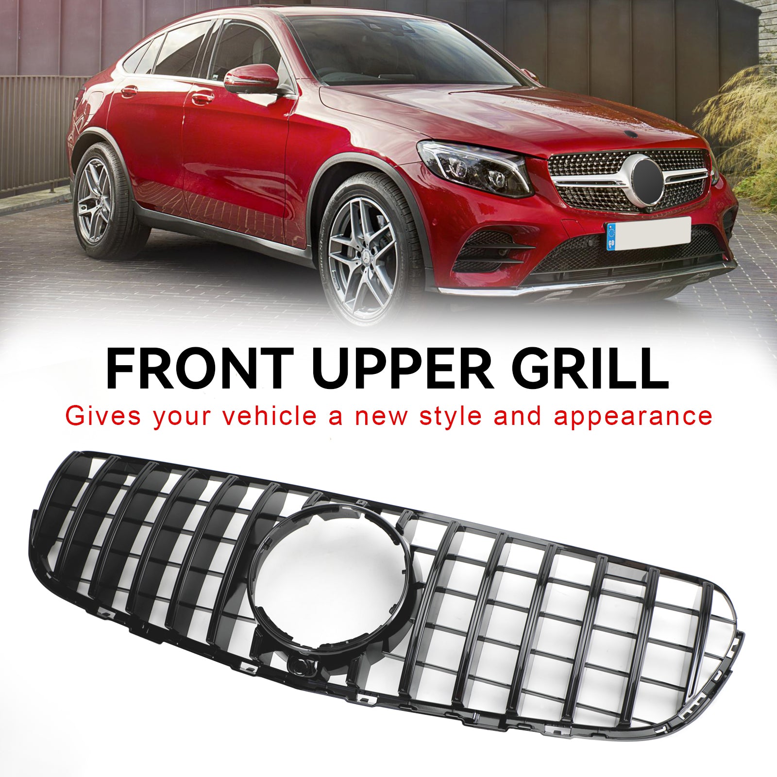2015-2019 Benz W253 GLC-Klasse GLC300 GLC350 Forkofangergrill i højglanssort med kamerahul