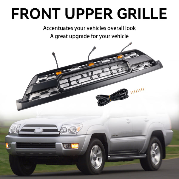 2002-2005 Toyota 4Runner Front Bumper Grill TRD PRO Style Black Grille With Led Lights