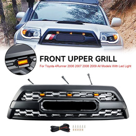 2006-2009 Toyota 4Runner TRD PRO Style Front Bumper Grill Black Grille W/LED