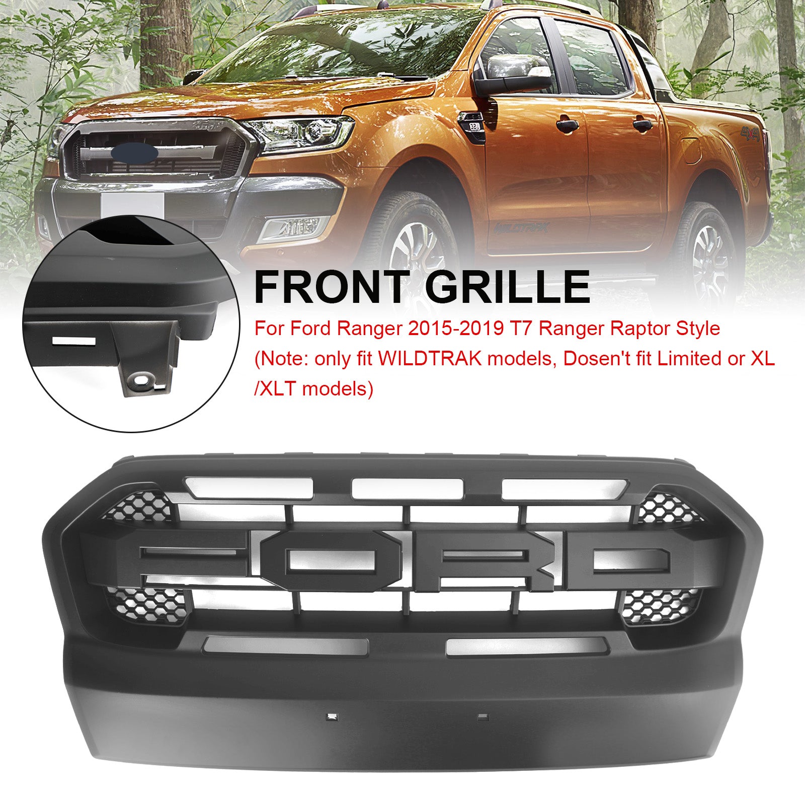 Ford Ranger T7 2015-2019 Ranger Raptor Style Matt Black Ranger Raptor ...