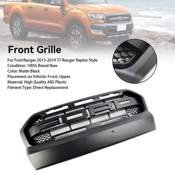 Ford Ranger T7 2015-2019 Ranger Raptor Style Noir Mat Ranger Raptor Style Grille de pare-chocs avant générique