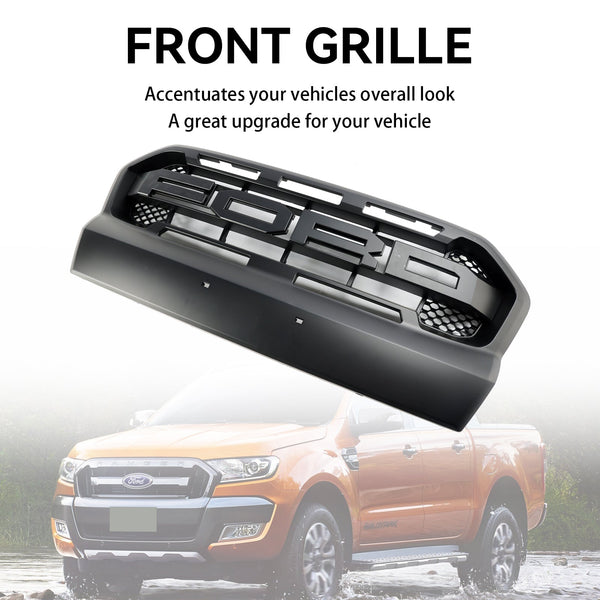 2015-2019 Ford Ranger T7 Ranger Raptor Style Matt Black Ranger Raptor Style Front Bumper Grill