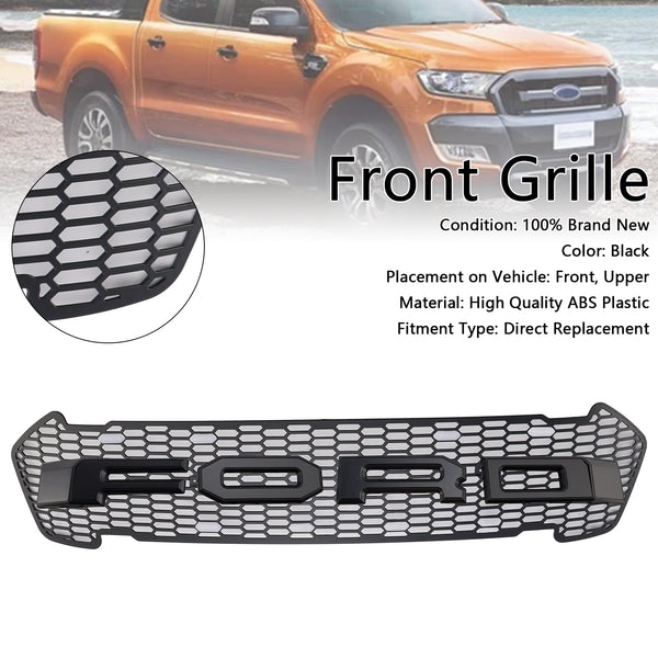 2015-2019 Ford Ranger T7 Matte Black Front Bumper Grill Grille w/LED Generic