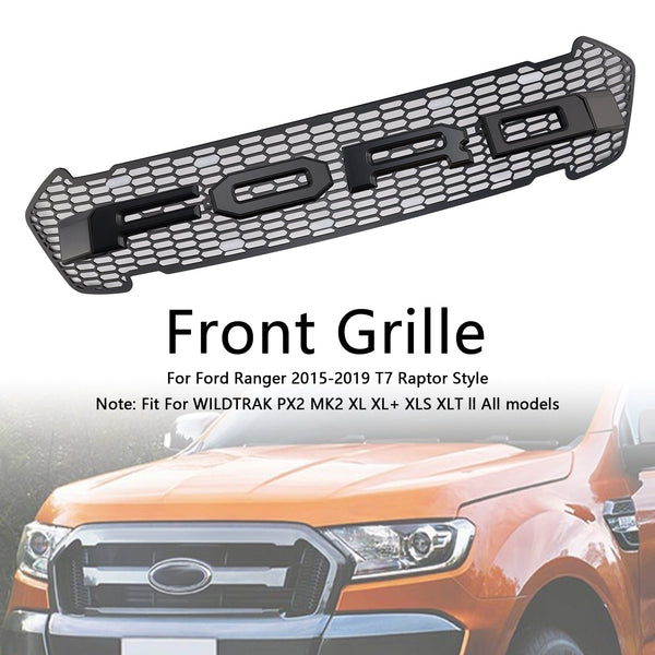 2015-2019 Ford Ranger T7 Matte Black Front Bumper Grill Grille w/LED Generic
