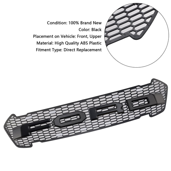 2015-2019 Ford Ranger T7 Matte Black Front Bumper Grill Grille w/LED Generic