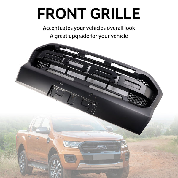 Ford Ranger T8 2019-2023 Raptor Style Matt Black Ranger Raptor Style Front Bumper Grille Generic