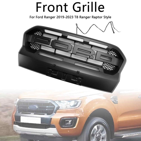 2019-2023 Ford Ranger T8 Raptor-stijl voorbumpergrille, grill met led, generiek