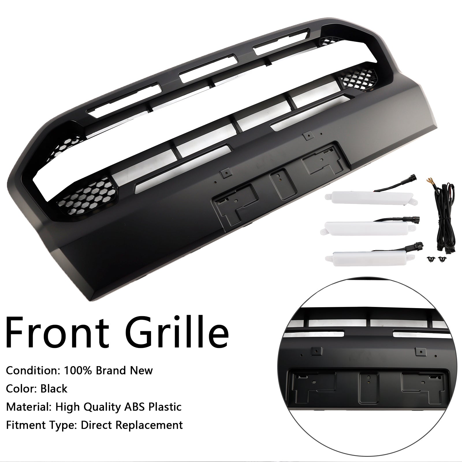 Raptor Style Mřížka předního nárazníku Grill Fit Ford Ranger 2019-2023 T8 W/LED