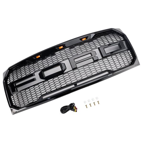 2009-2014 Ford F150 Gloss Black Raptor Style Front Bumper Grille Grill Generic