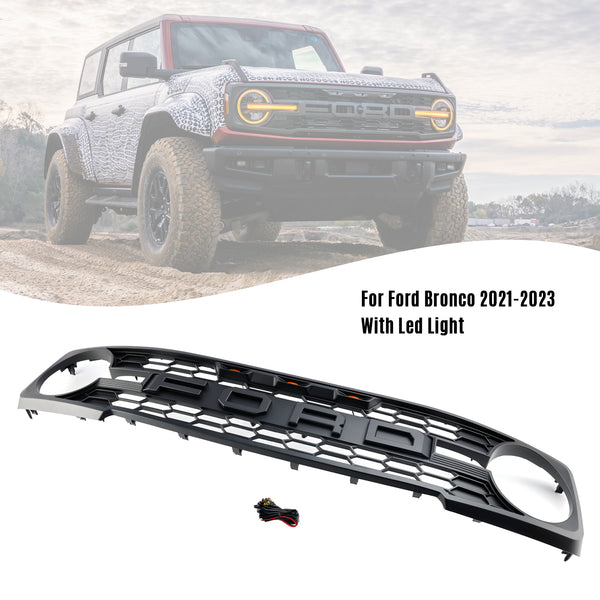 Ford Bronco 2021-2023 zwarte voorbumpergrille, grill met LED, algemeen