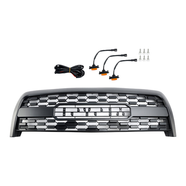 2003-2006 Toyota Tundra TRD PRO Style Front Bumper Grill Replacement Matte Black Grille W/ LED