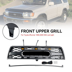 1996-2000 Toyota 4Runner TRD PRO Style Front Bumper Grill Matte Black Grille W/ LED